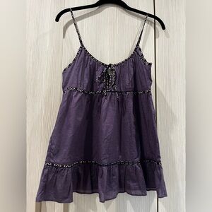 Vintage American Eagle Outfitters Cotton Camisole Purple Babydoll Tank Size 8‎